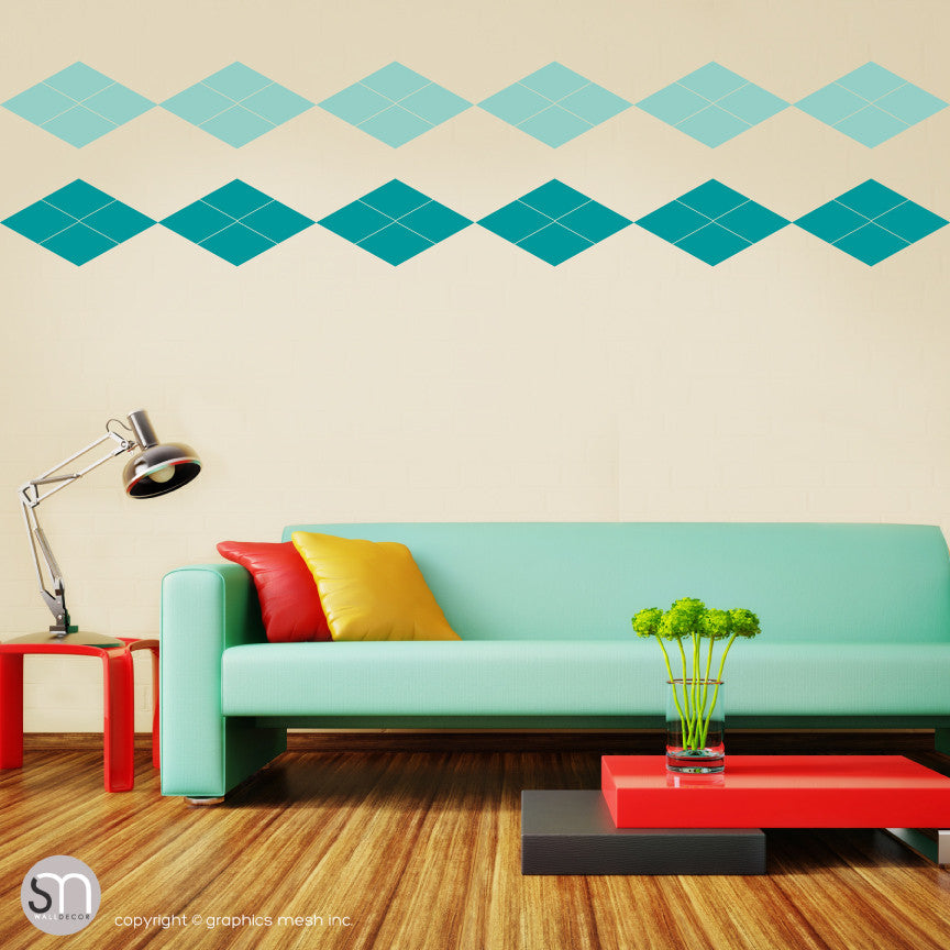 ARGYLE PATTERN BORDER - Wall Decals mint turquoise