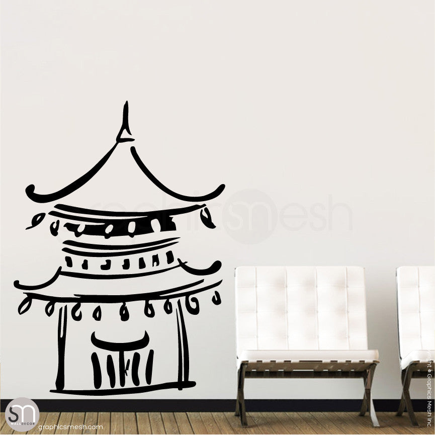 Asian Temple wall decals black