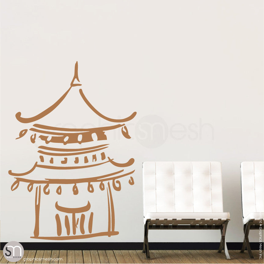 Asian Temple wall decals light brown