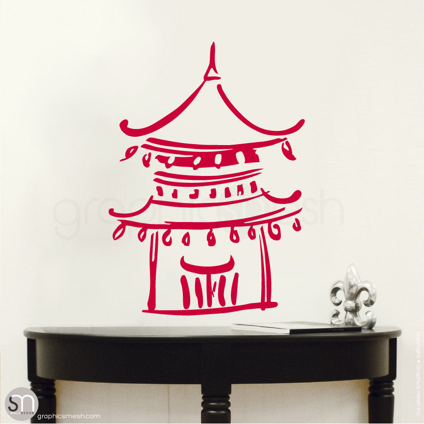 Asian Temple wall decals small red