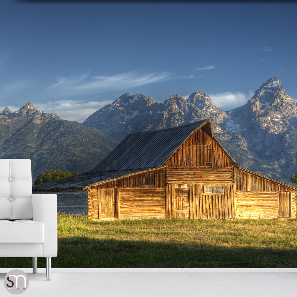 BARN IN THE MOUNTAINS - Wall Mural