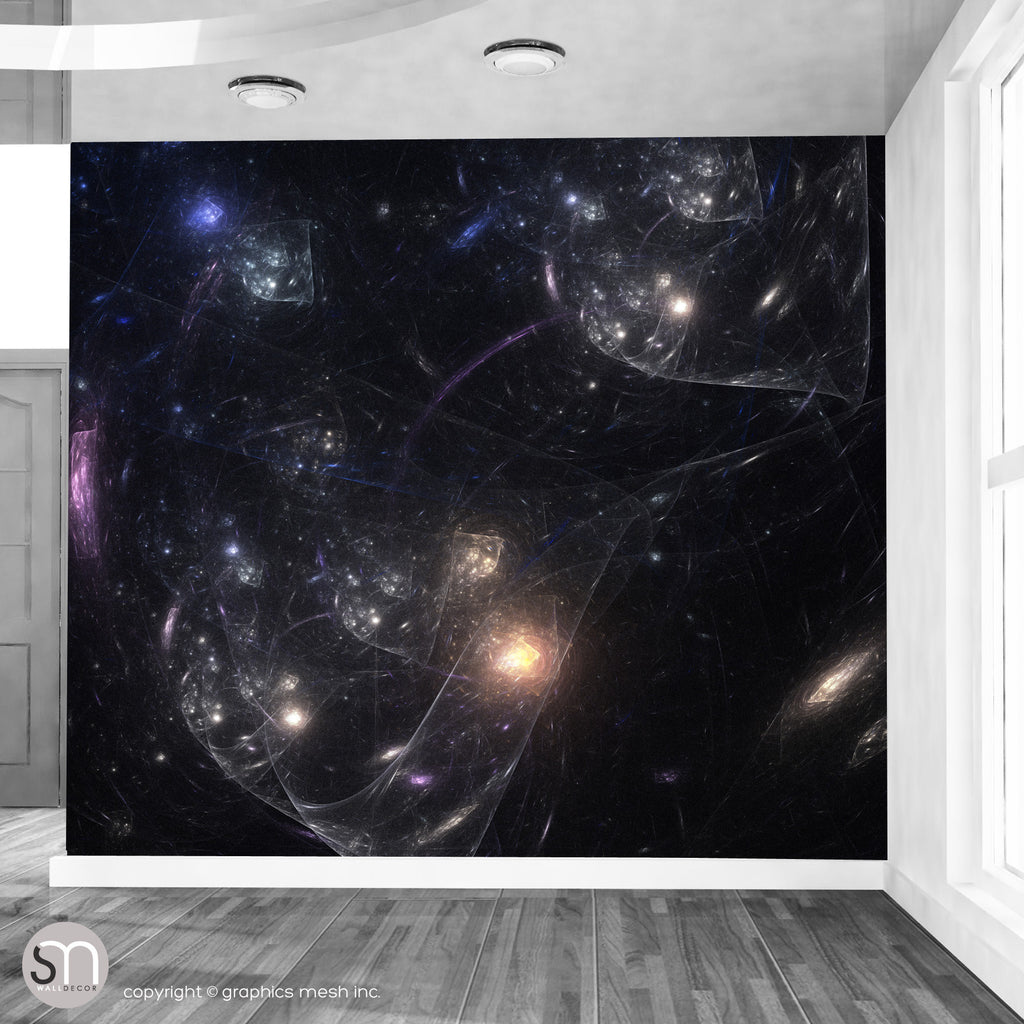 BLACK SPACE BUBBLES - Self Stick Wall Mural