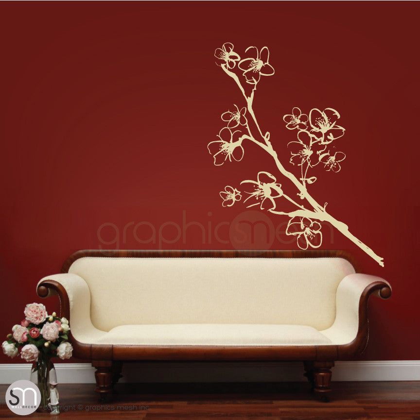 HAND DRAWN BLOSSOM BRANCH - Floral Wall decals beige