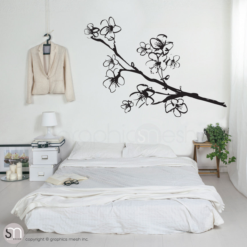 HAND DRAWN BLOSSOM BRANCH - Floral Wall decals black