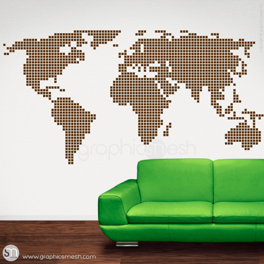 CHECKERED WORLD MAP - Wall decals brown