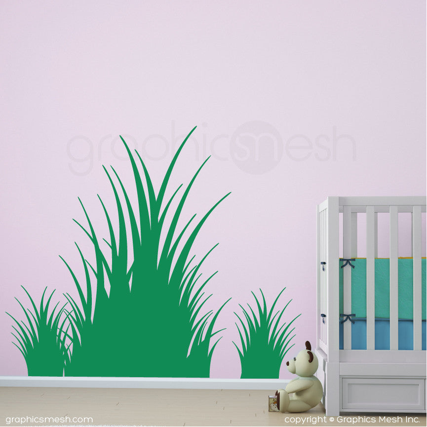 Clumps of grass wall decals in green