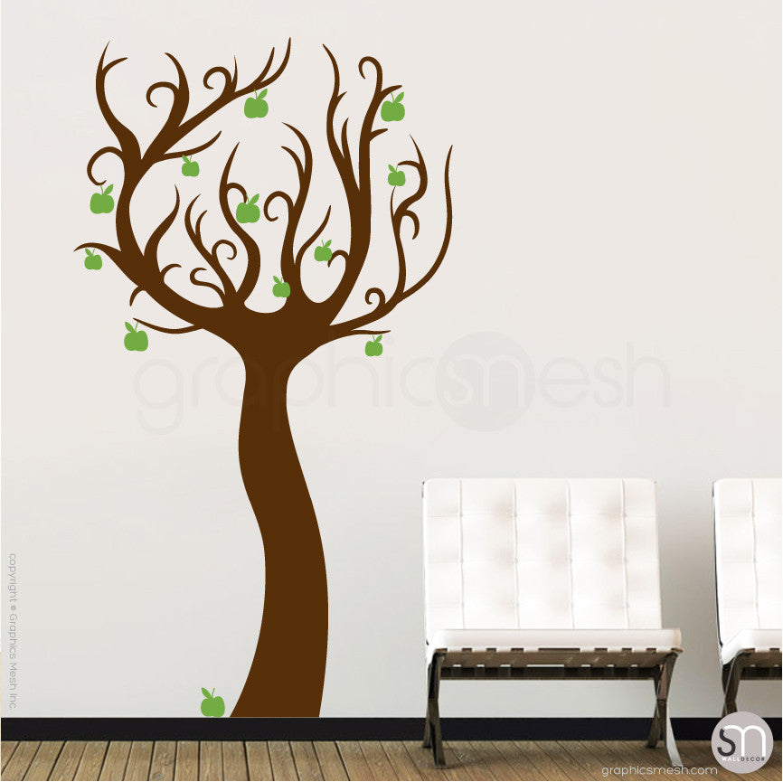 ENCHANTED APPLE TREE - Wall decals brown and lime