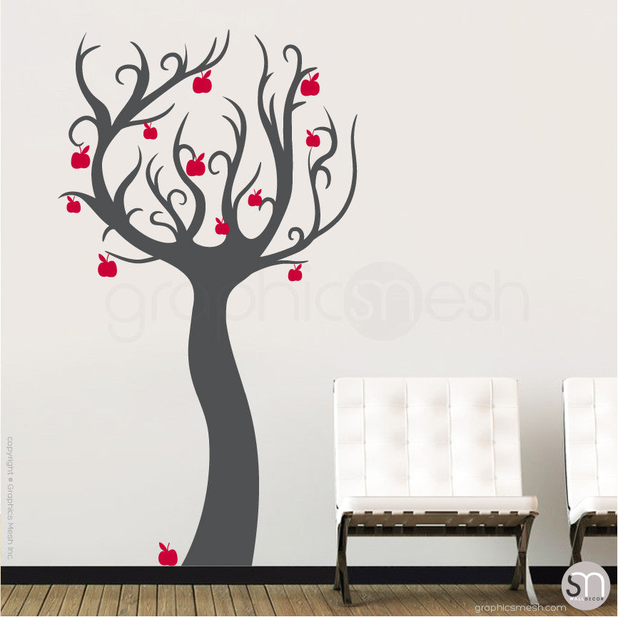 ENCHANTED APPLE TREE - Wall decals grey and red