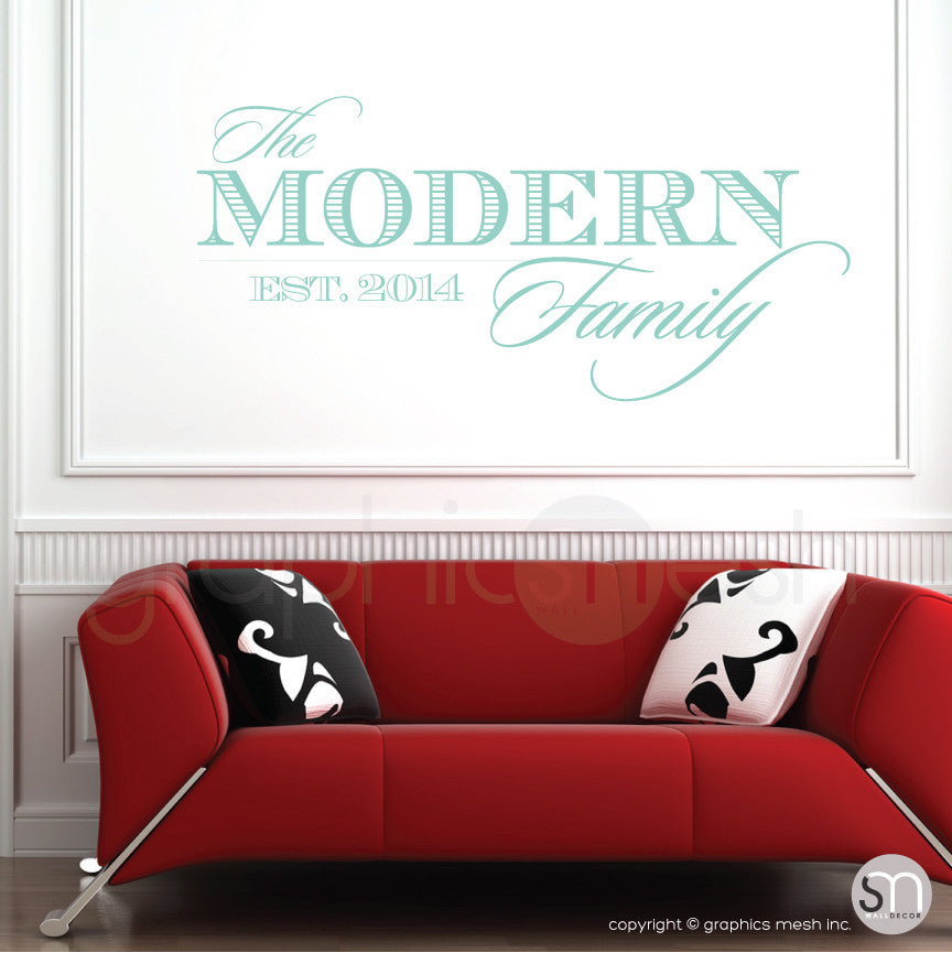 THE MODERN FAMILY NAME & ESTABLISHED DATE - Personalized  Mint Wall decals