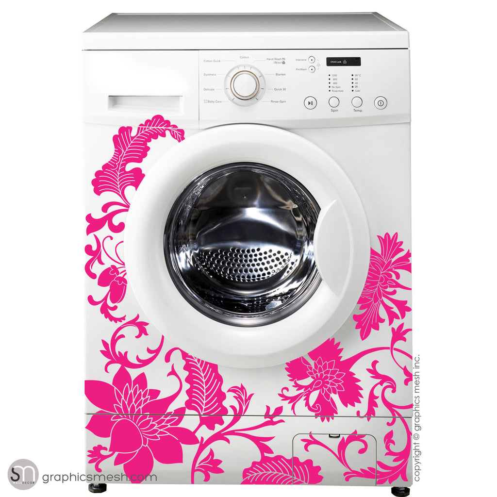 FLORAL WASHER DECOR - Domesticated Wall Decals hot pink