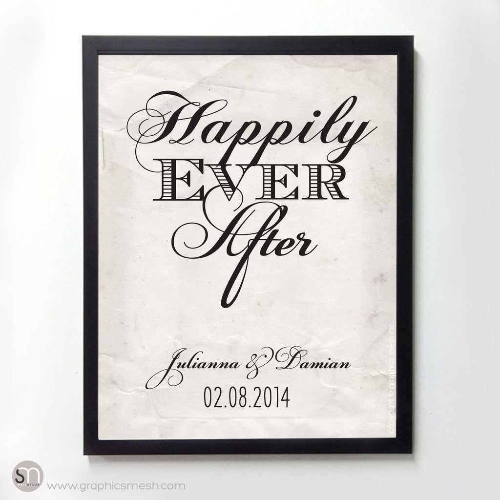 "HAPPILY EVER AFTER" - PERSONALIZED WEDDING ART PRINT
