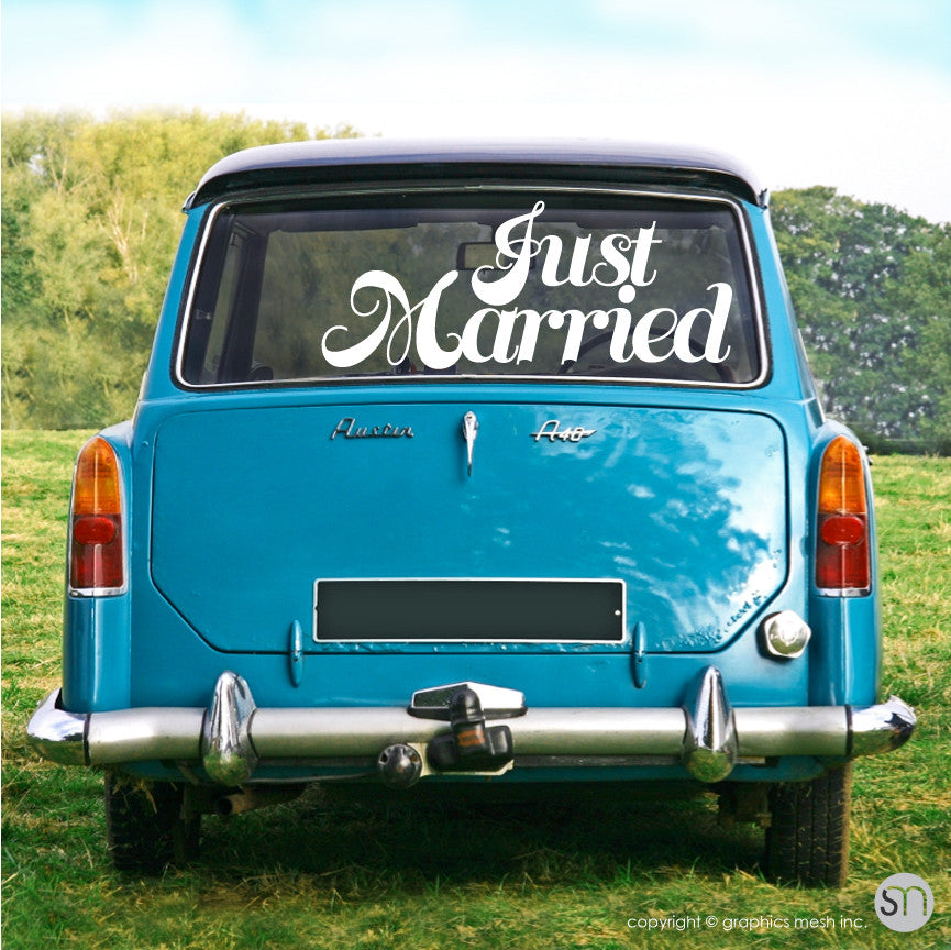 "Just Married" Wedding decals - Car/limo sign vinyl lettering
