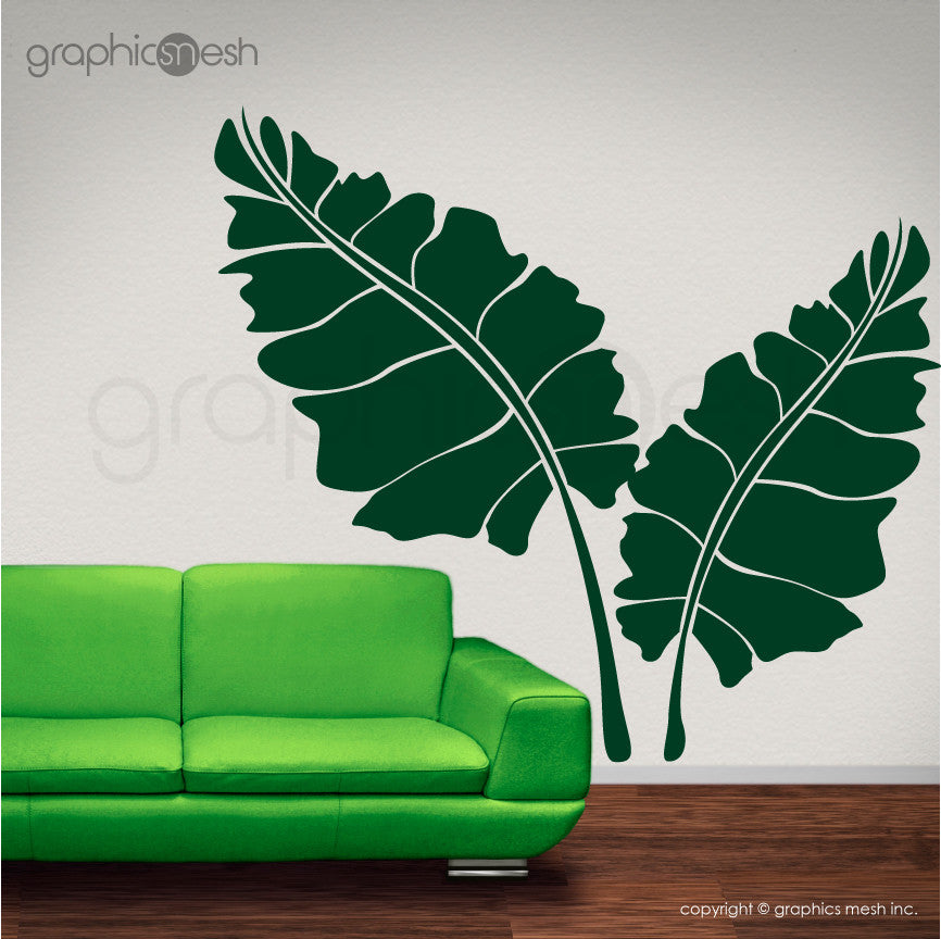 OVER SIZED LEAVES - Set of two - Wall decals green