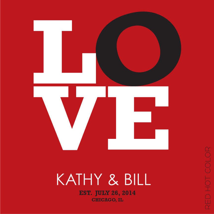 LOVE PERSONALIZED WEDDING TYPOGRAPHY PRINT red hot