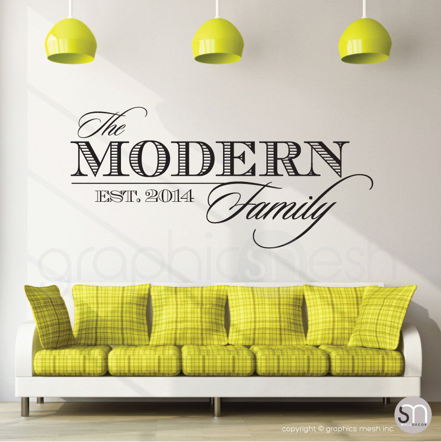 THE MODERN FAMILY NAME & ESTABLISHED DATE - Personalized Black Wall decals