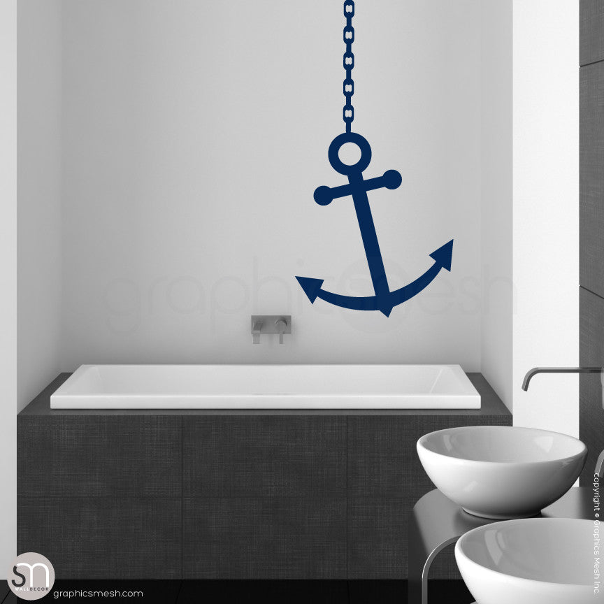 ANCHOR ON CHAIN - Wall decal navy