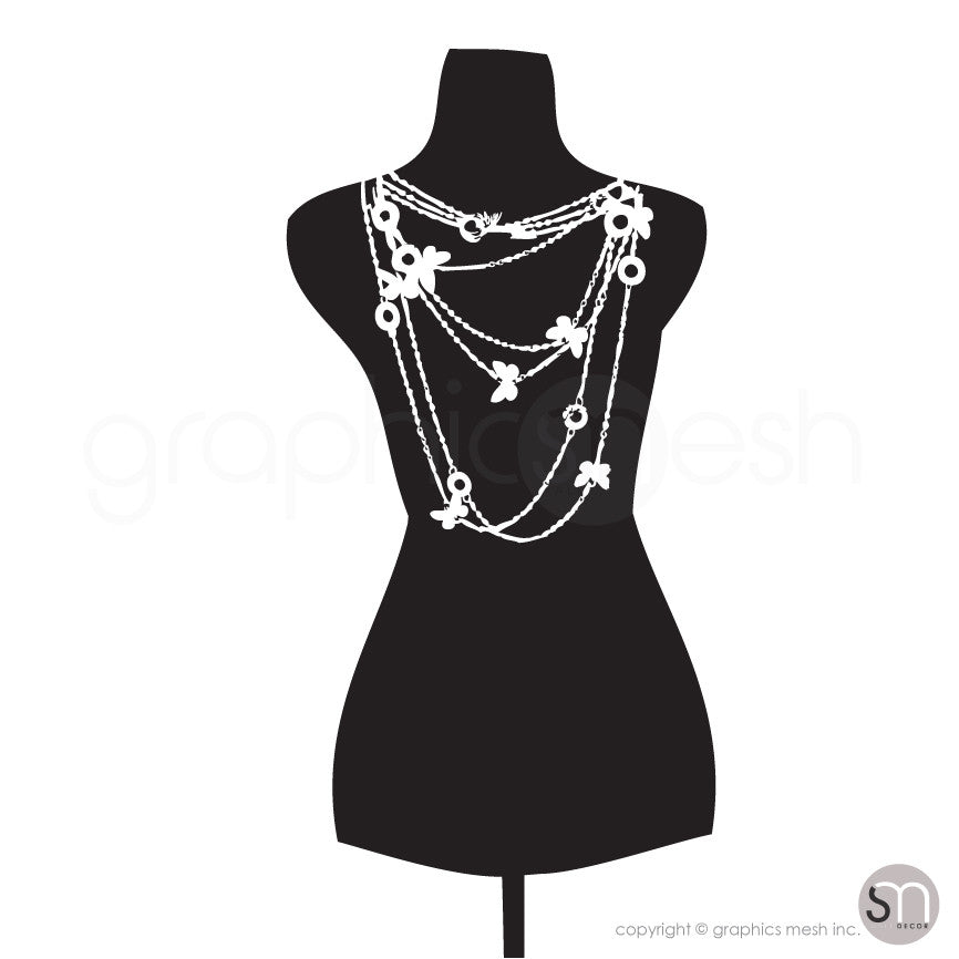 Necklace Mannequin - Dress form wall decals black