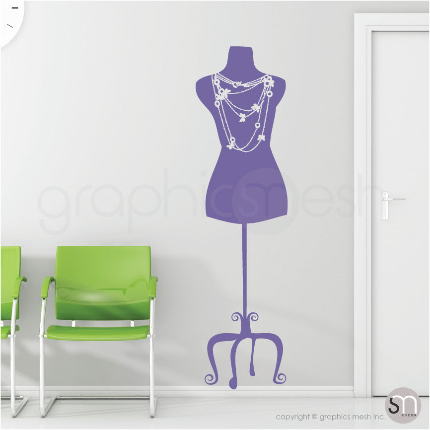 Necklace Mannequin - Dress form wall decals lavender