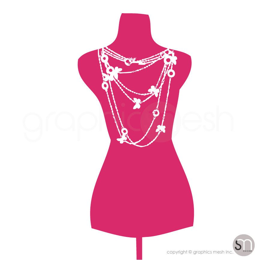Necklace Mannequin - Dress form wall decals hot pink