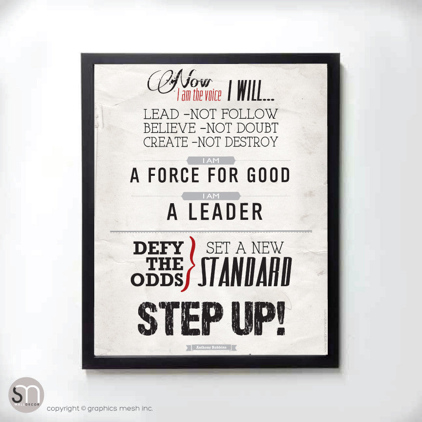 STEP UP! Tony Robbins motivational poster - Art Print Download 10x13