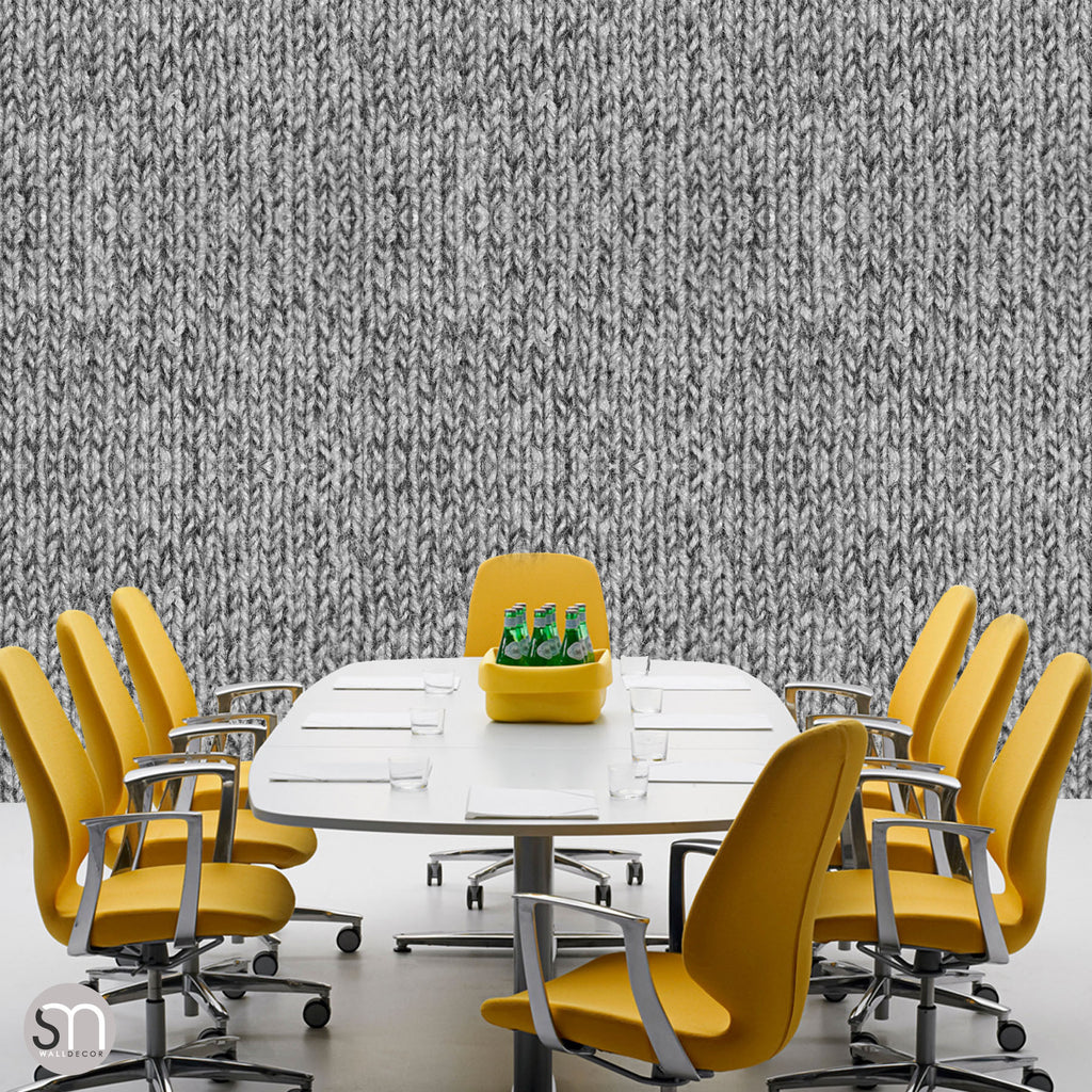 GREY KNIT SWEATER - Peel & Stick Realistic Texture Wallpaper