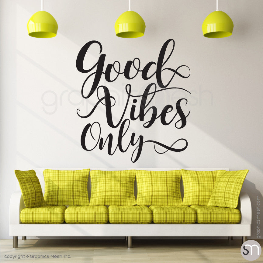 "GOOD VIBES ONLY" QUOTE WALL DECALS black
