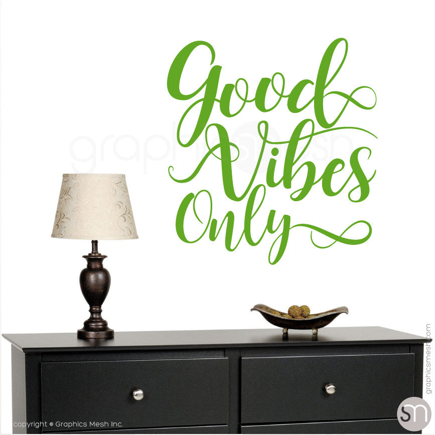 "GOOD VIBES ONLY" QUOTE WALL DECALS lime
