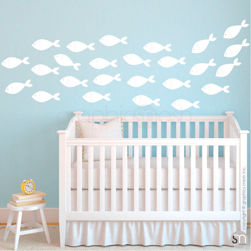SCHOOL OF FISH - wall decals white
