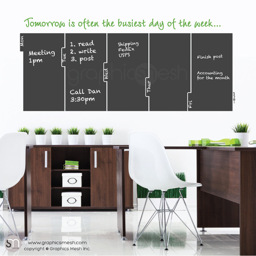 TOMORROW 5 DAY CALENDAR - CHALKBOARD DECALS lime quote