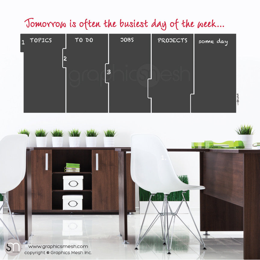 TOMORROW 5 DAY CALENDAR - CHALKBOARD DECALS red quote