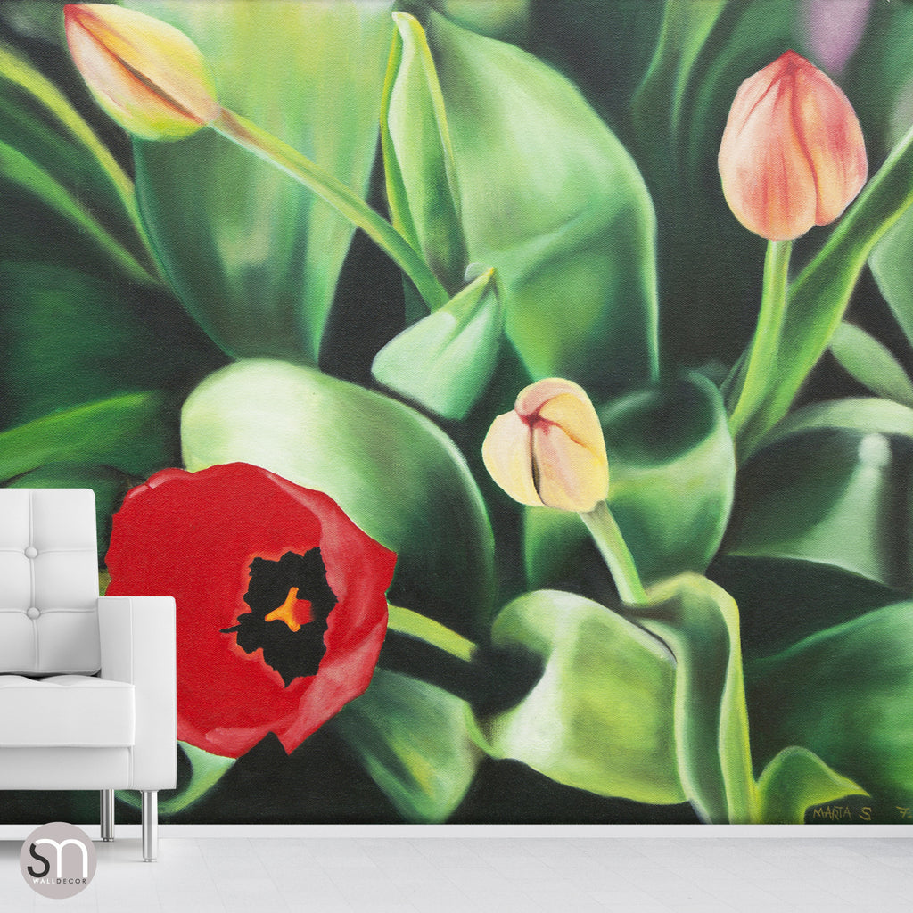 TULIPS PAINTING - Art Wall Mural living room