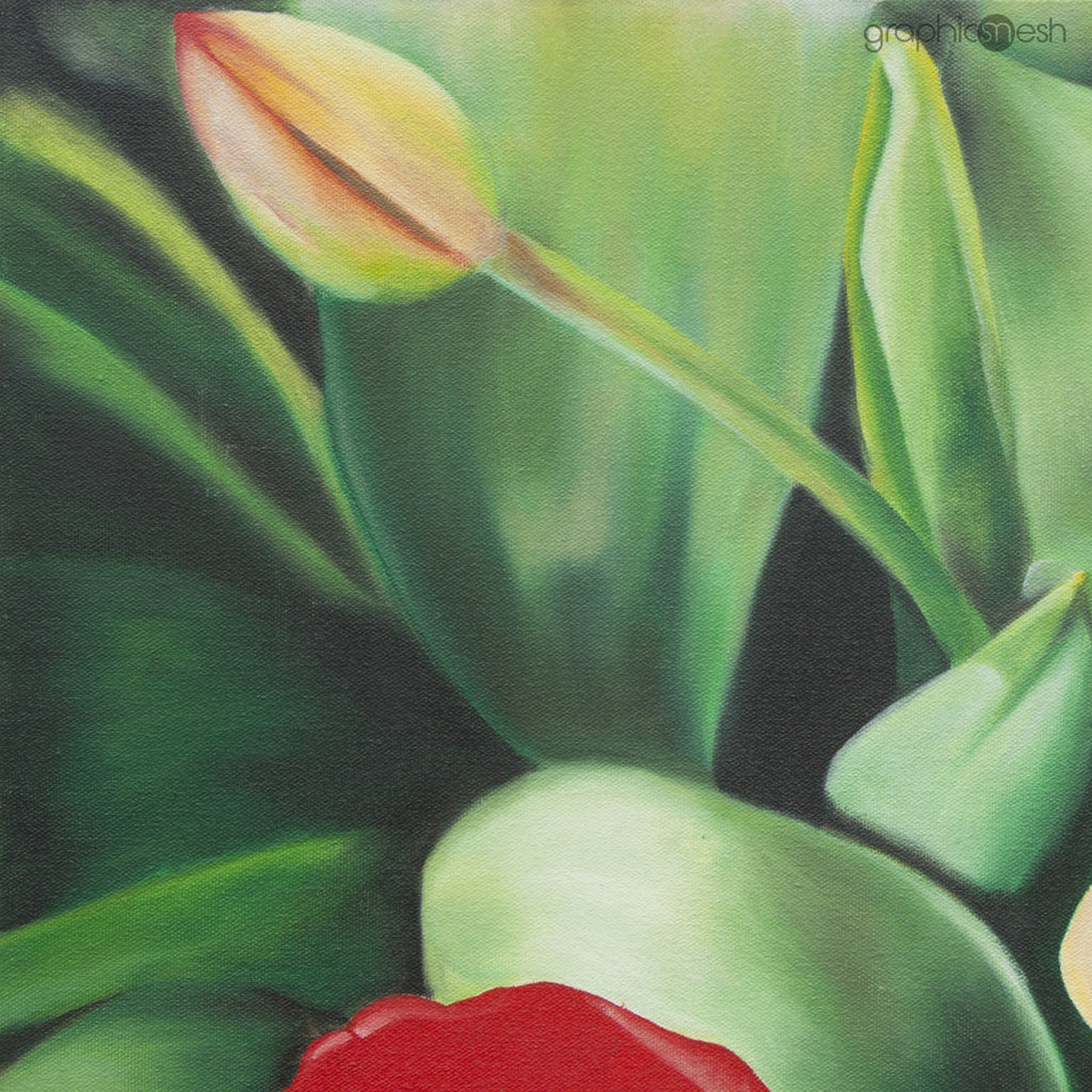 Tulips From My Moms Garden - Original Fine Art Painting - Oil on Canvas