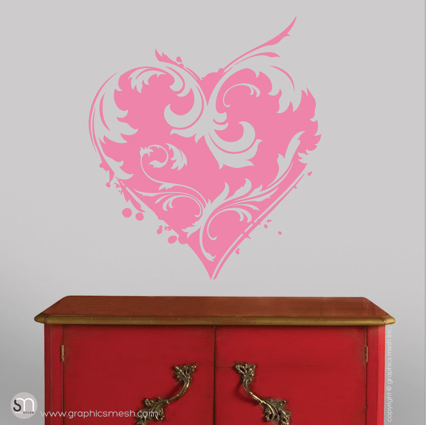 FLORAL HEART - Wall Decals pink