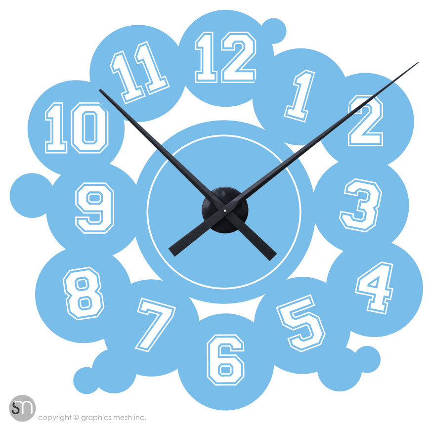VARSITY NUMBERS - Clock wall decals ice blue