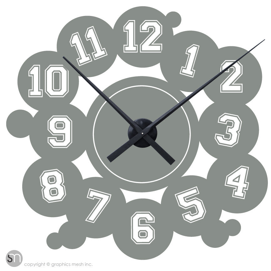VARSITY NUMBERS - Clock wall decals grey