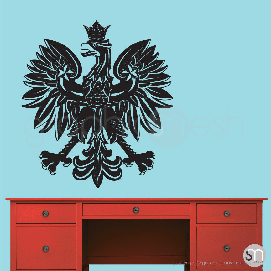 Polish eagle emblem wall decals in black