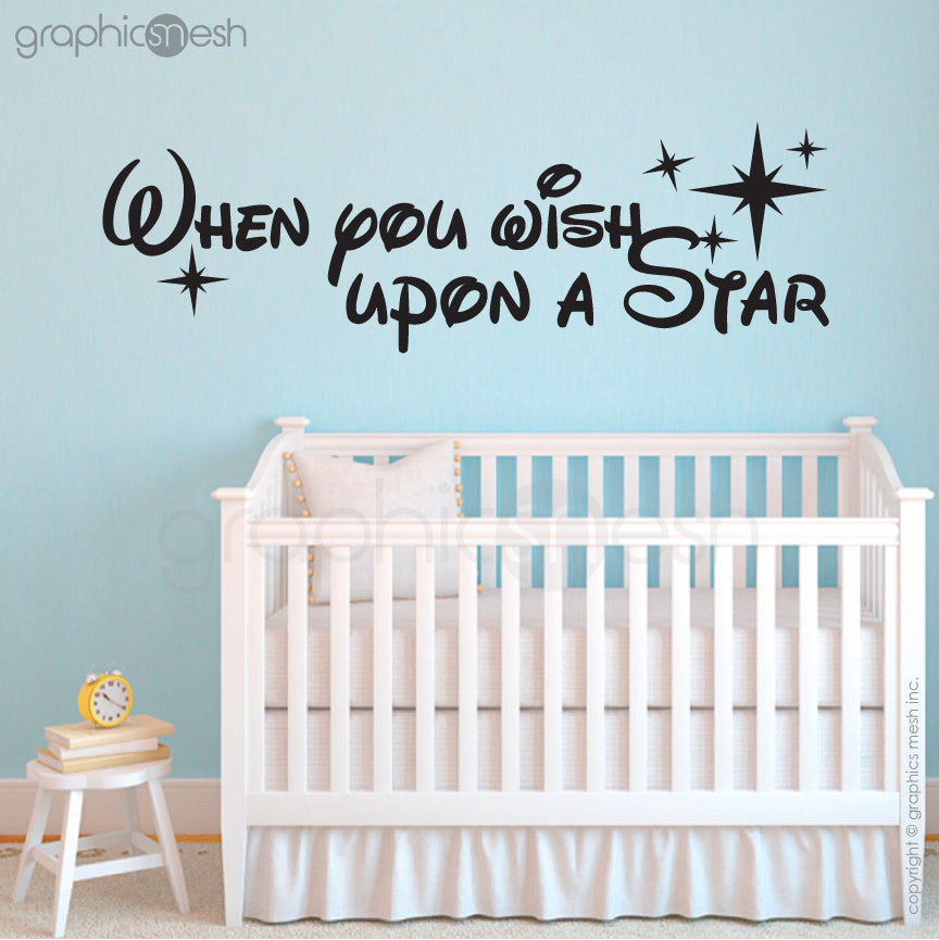"WHEN YOU WISH UPON A STAR" - Quote Wall decals black