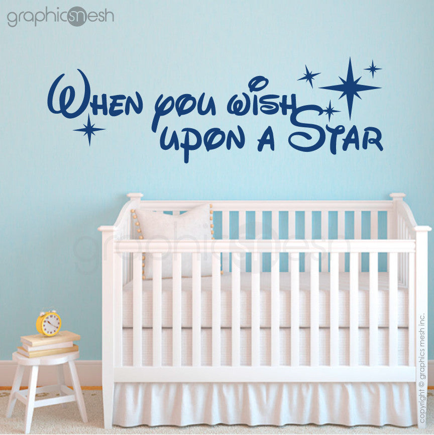 "WHEN YOU WISH UPON A STAR" - Quote Wall decals navy