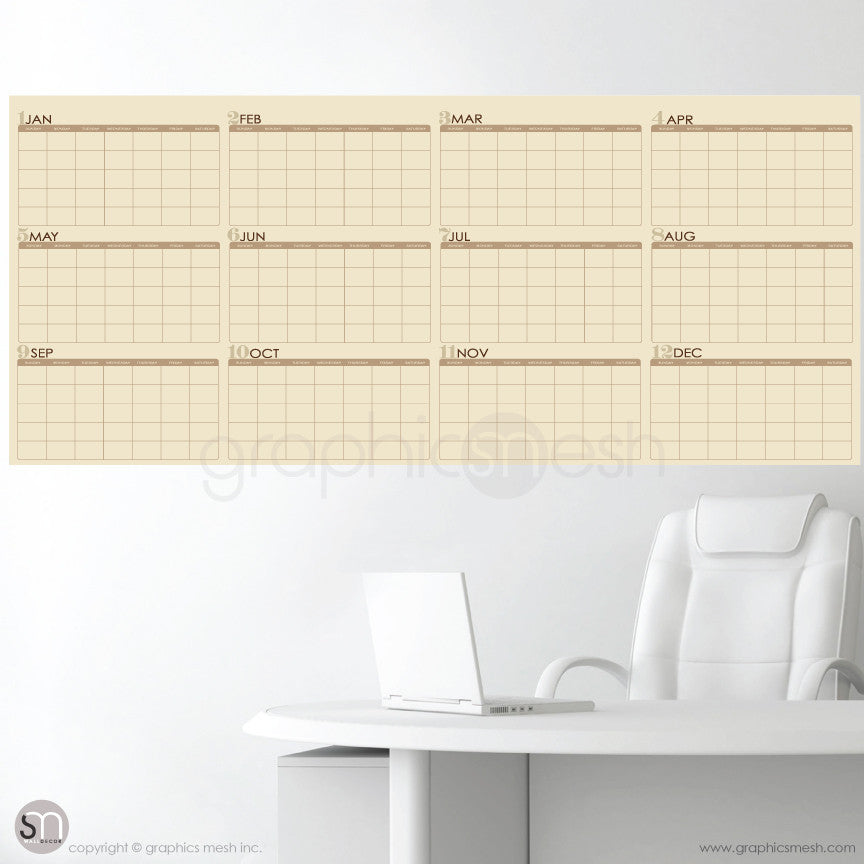 YEARLY BLANK CALENDAR - 26x60 inches - DRY ERASE