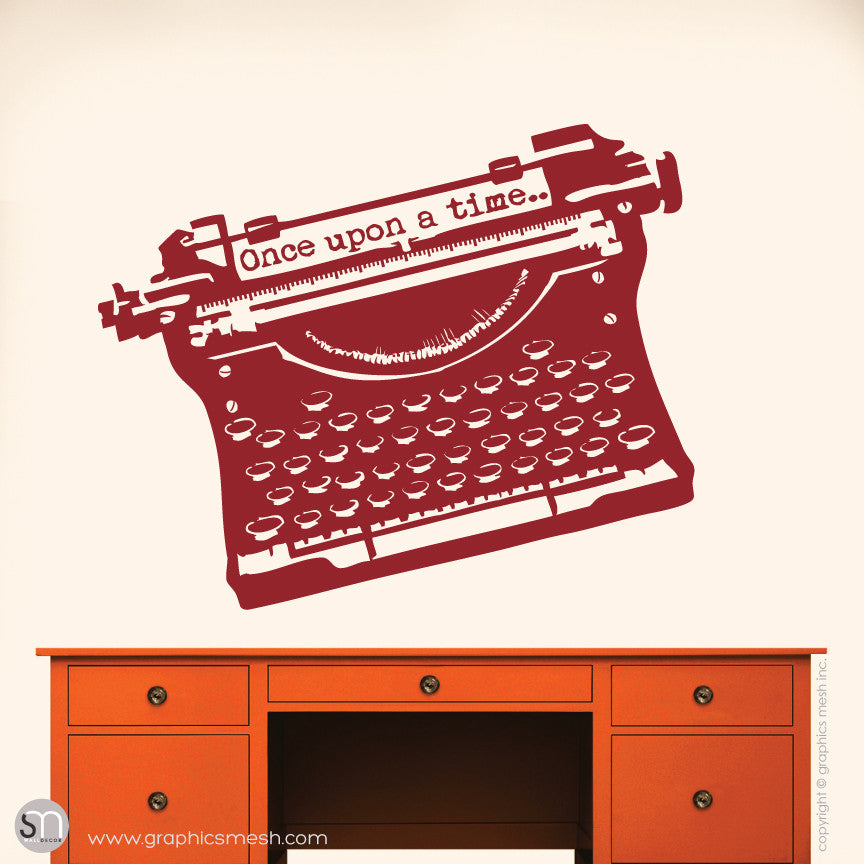 ANTIQUE TYPEWRITER "Once upon a time" lettering - Wall decal red
