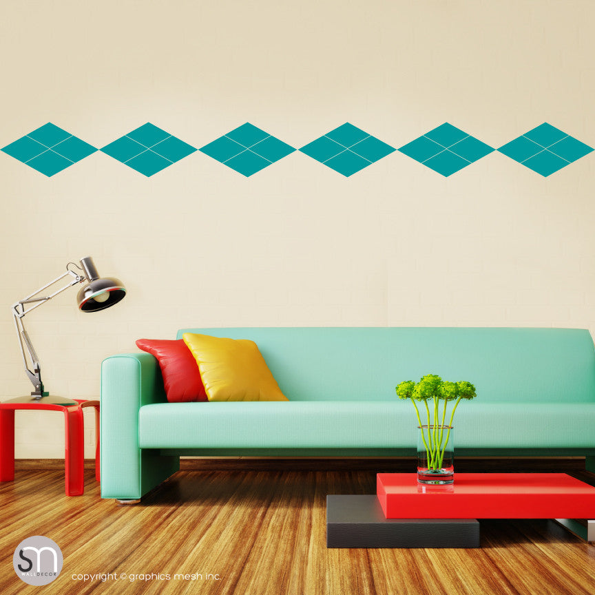 ARGYLE PATTERN BORDER - Wall Decals turquoise