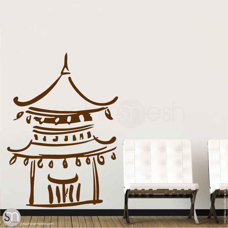 Asian Temple wall decals Brown