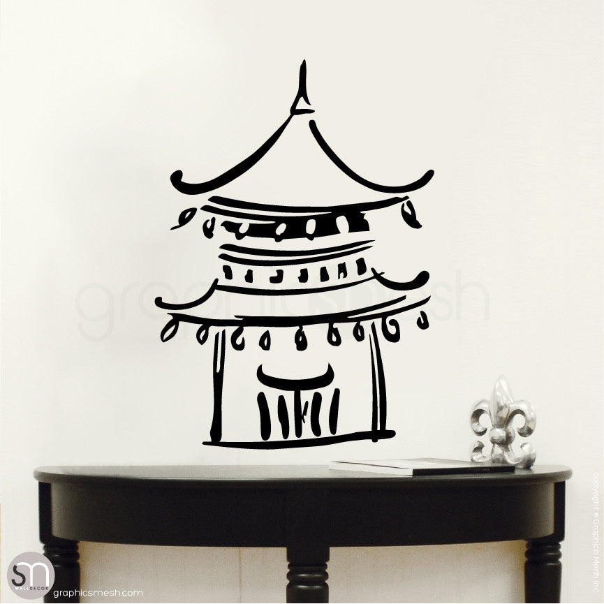 Asian Temple wall decals small black