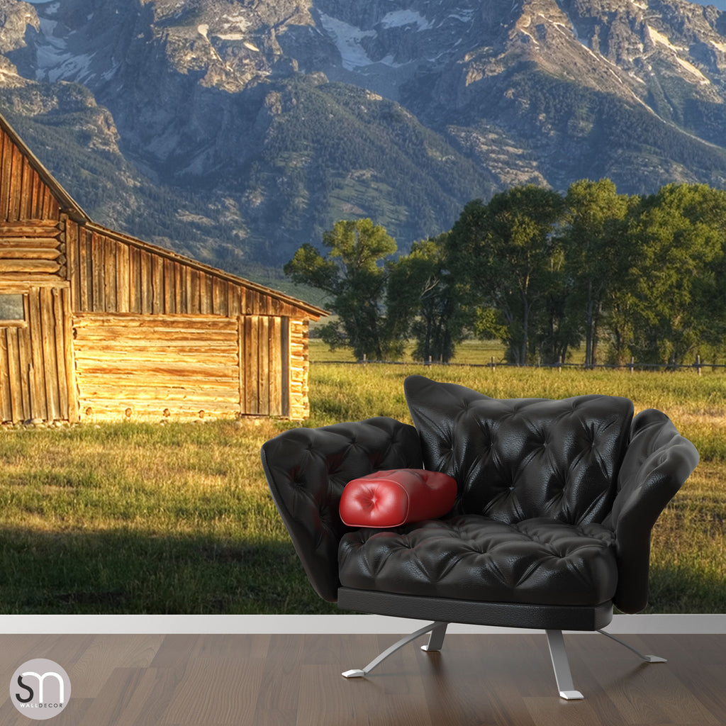 BARN IN THE MOUNTAINS - Wall Mural