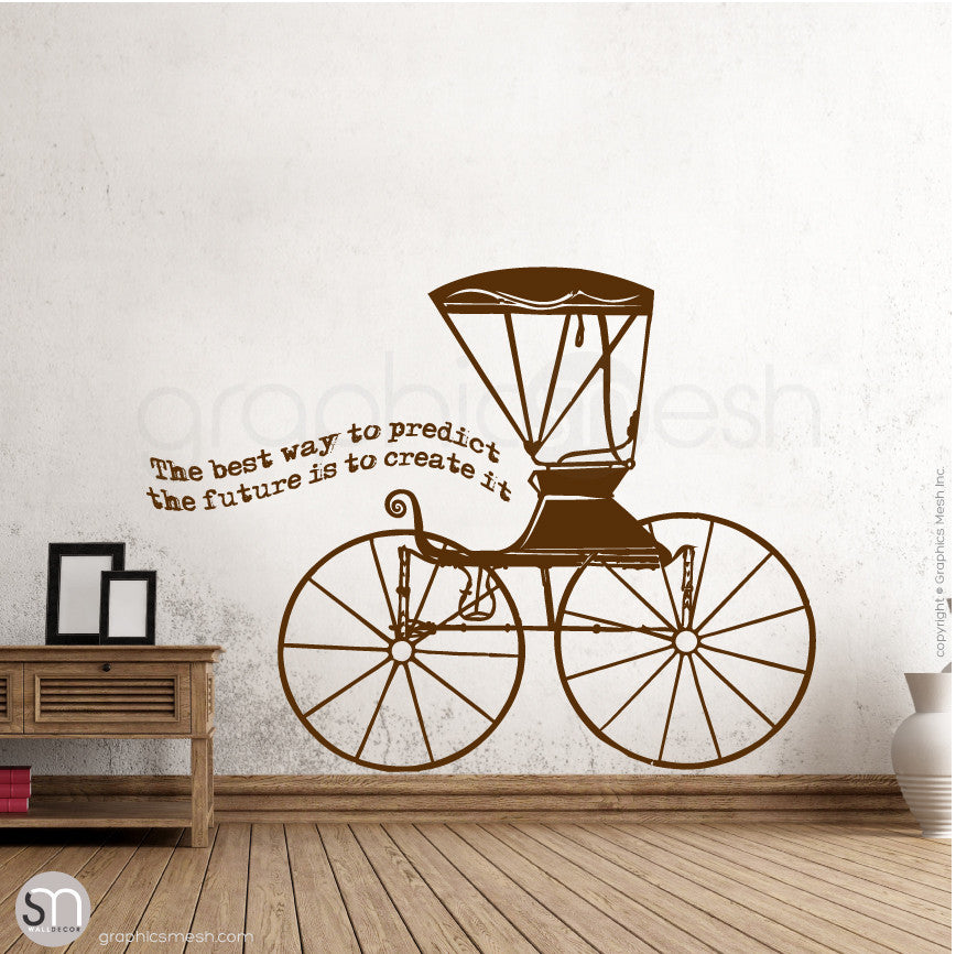 RUSTIC CARRIAGE & QUOTE - WALL DECALS brown