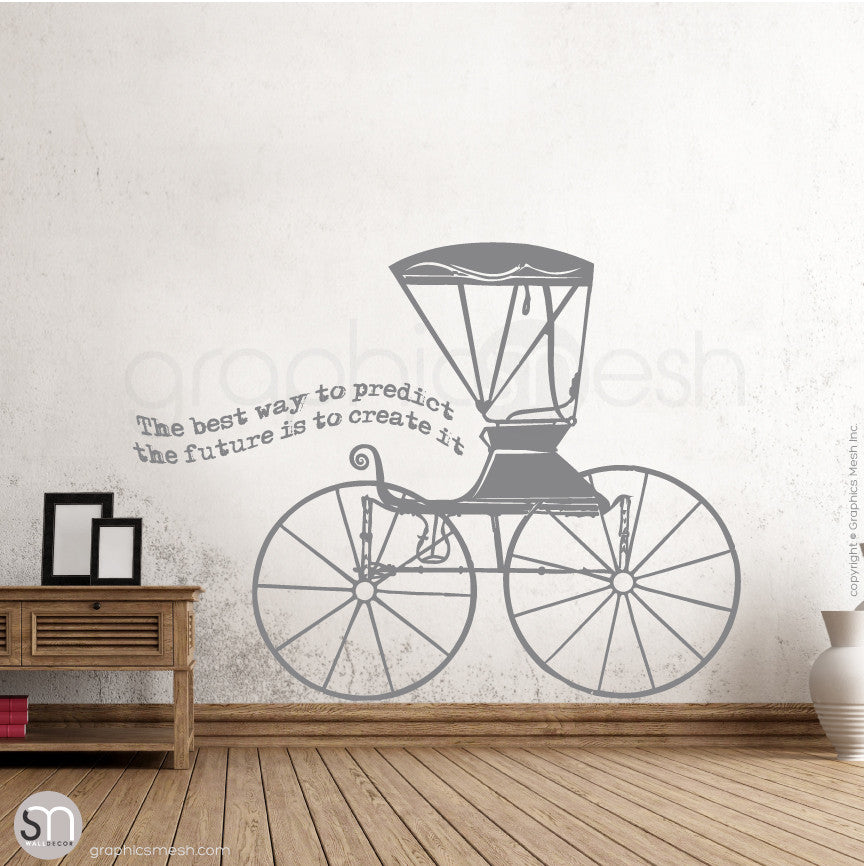 RUSTIC CARRIAGE & QUOTE - WALL DECALS grey