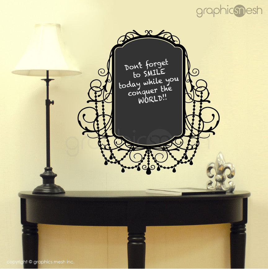 CHALKBOARD WITH ROCOCO FRAME - Erasable Wall Decals