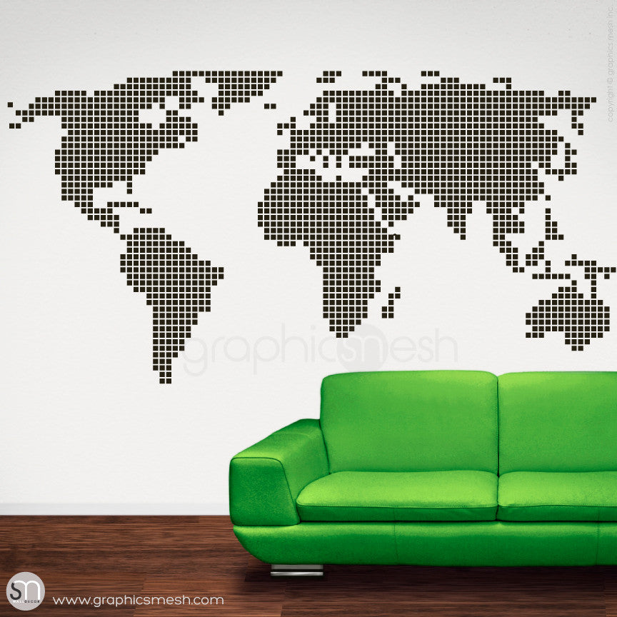 CHECKERED WORLD MAP - Wall decals black