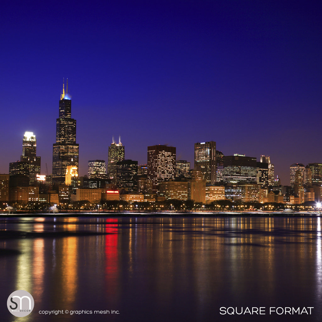 CHICAGO NIGHT SKYLINE - Wall Mural square