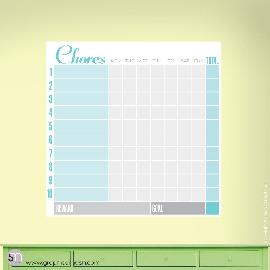 CHORE CHART DRY ERASE DECAL - FAMILY COLLECTION